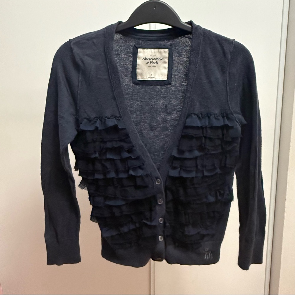 Abercrombie & Fitch Dark Blue Ruffle Cardigan
